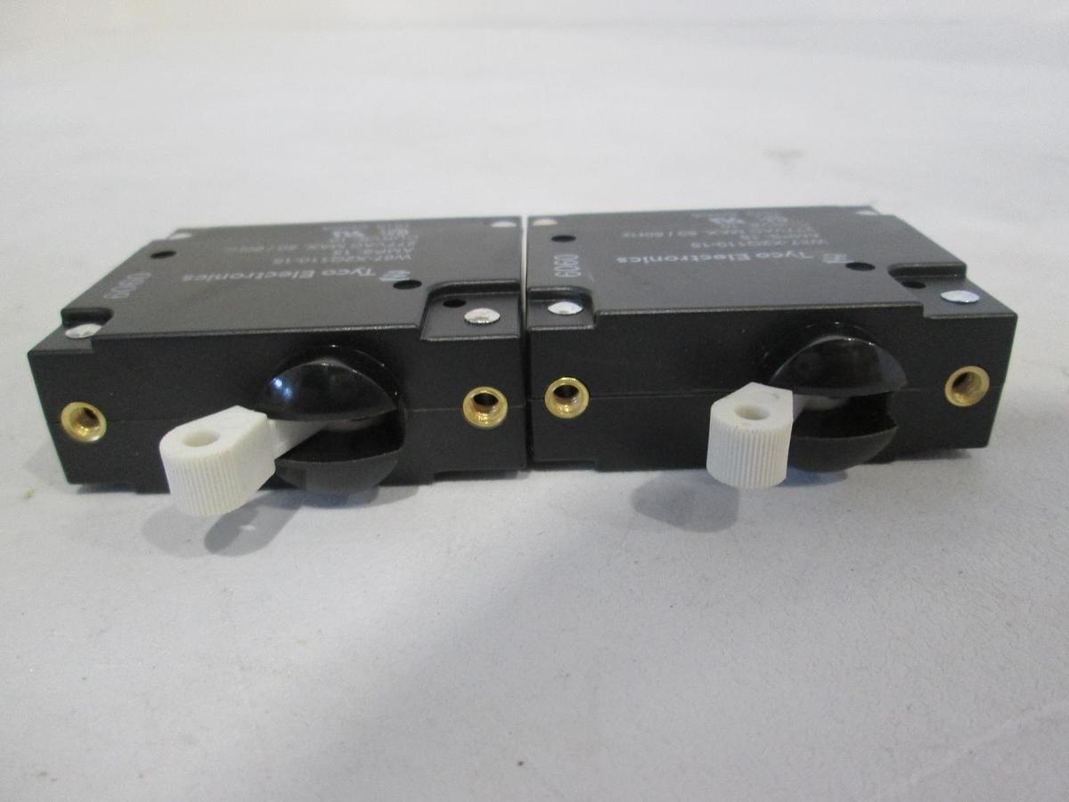 Used Tyco Electronics, W67-X2Q110-15, Circuit Breaker, 15A, 277VAC Max, New, Lot of 2