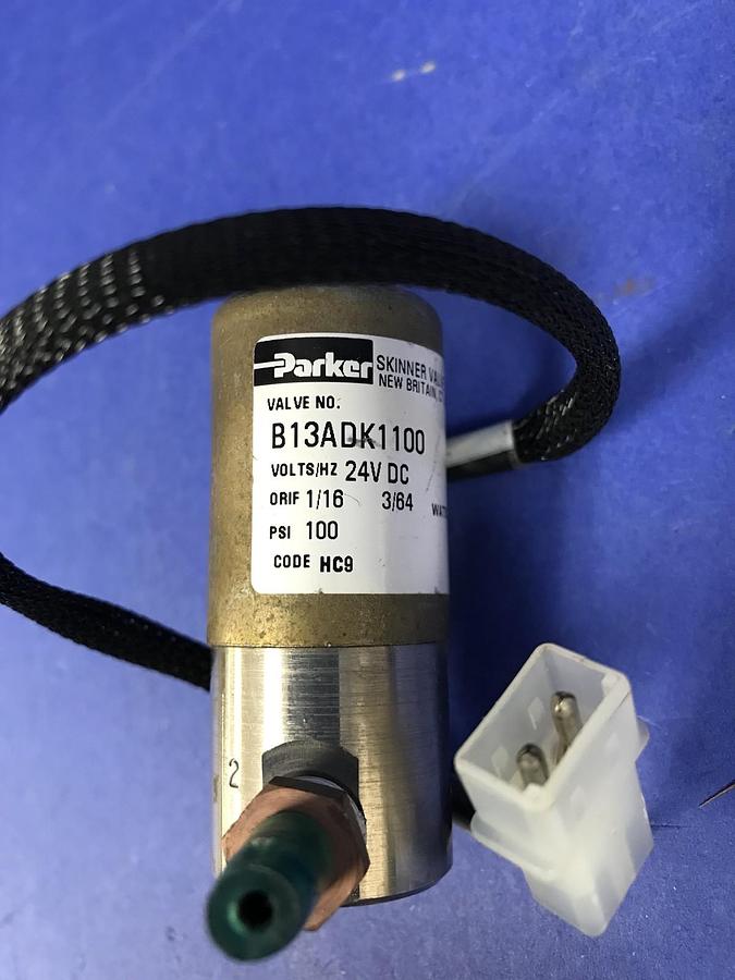 Used Parker B13ADK1100 Solenoid Valve, 24 VDC, 100 psi, Used