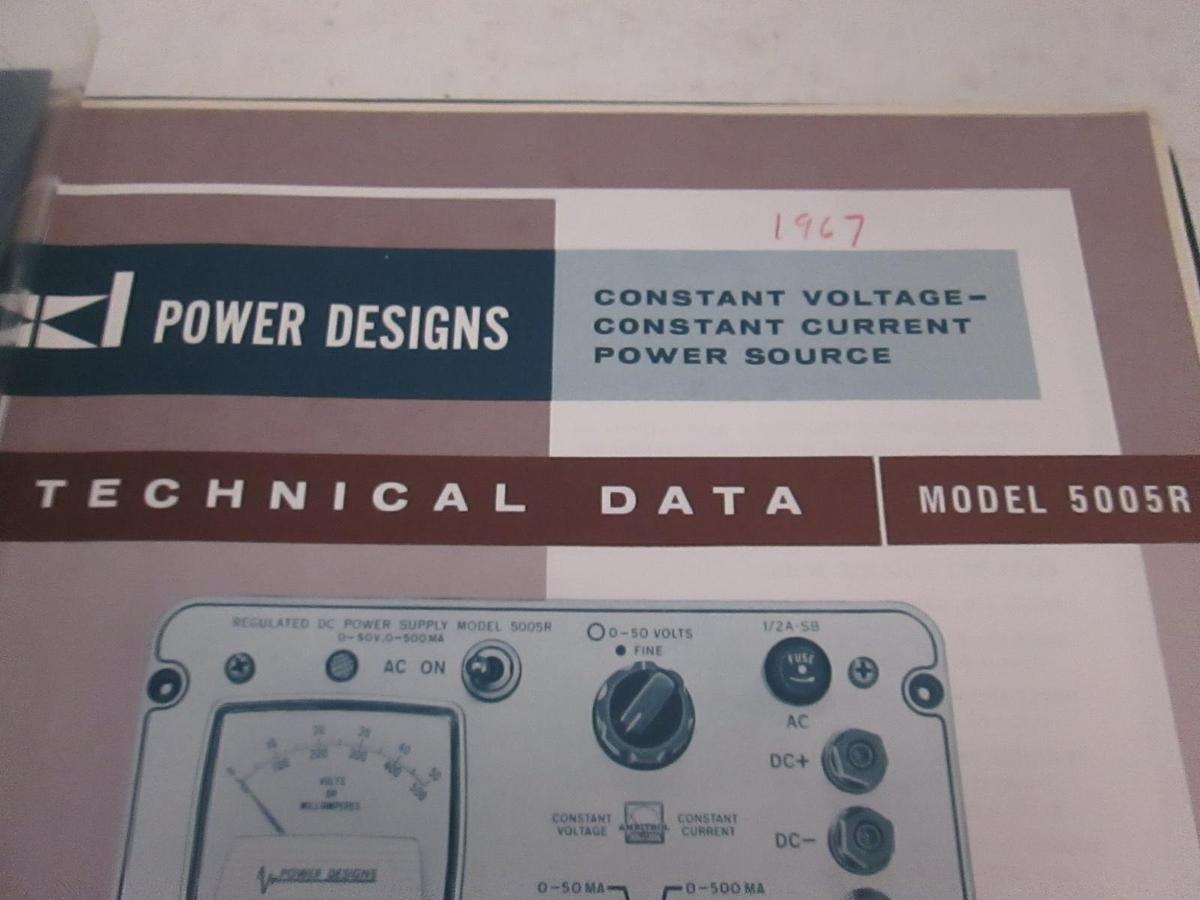 Used Power Designs Model 5005R Technical Data, Used