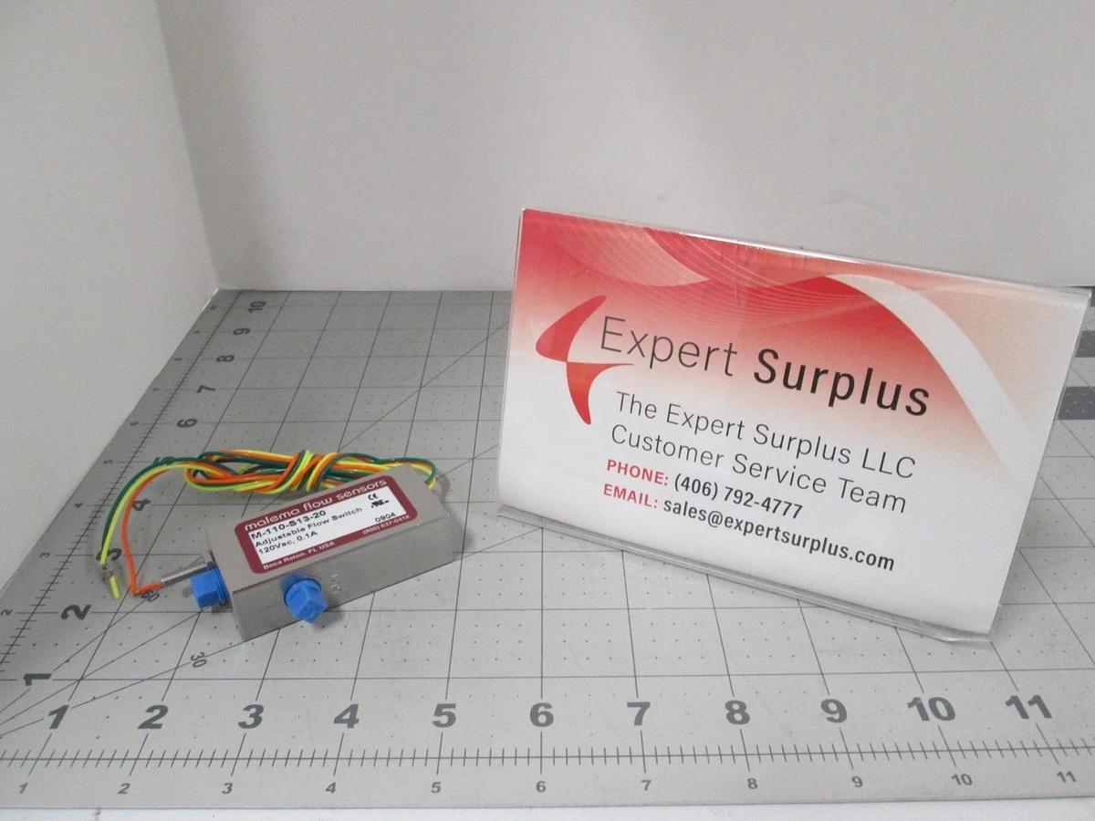 Malema Flow Sensors, M-110-S13-20, Adjustable Flow Switch, 120VAC, New