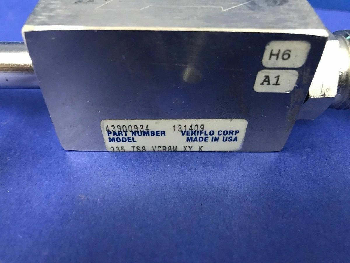 Used Veriflo 935TS8VCR8MXYK UHP High Flow Valve, 1/2" MVCR x 1/2" Tube, Used