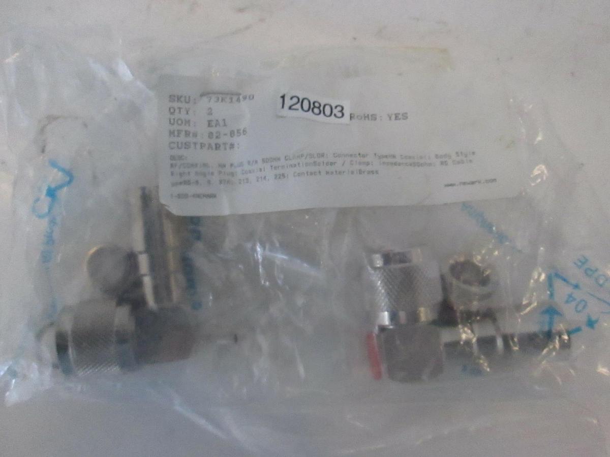 Newark, RF/Coaxial, HN Plug R/A 500 MM Clamp/SLDR, 73K1490, New Lot of 2