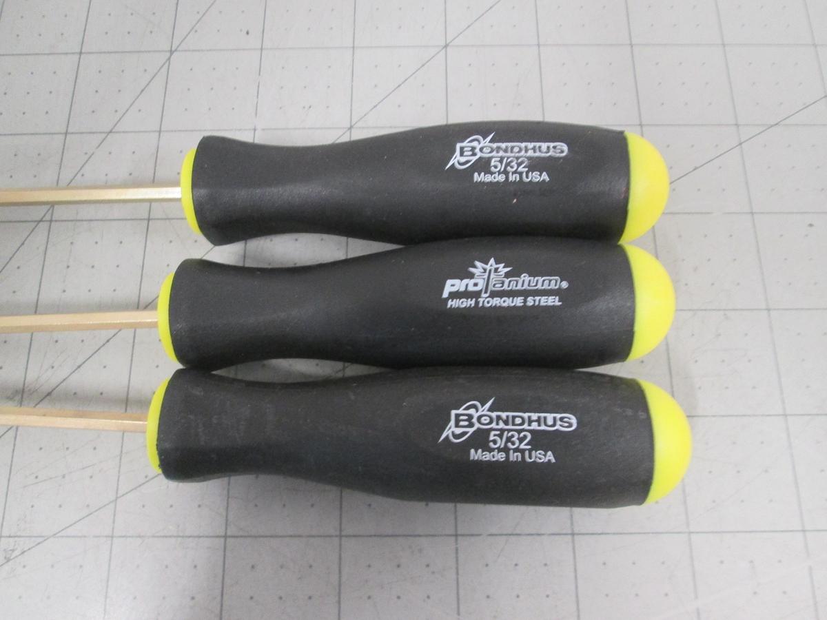Used Bondhus,5/32 Hex Ball End Screwdriver Lot of 3, New USA Made Ball Driver