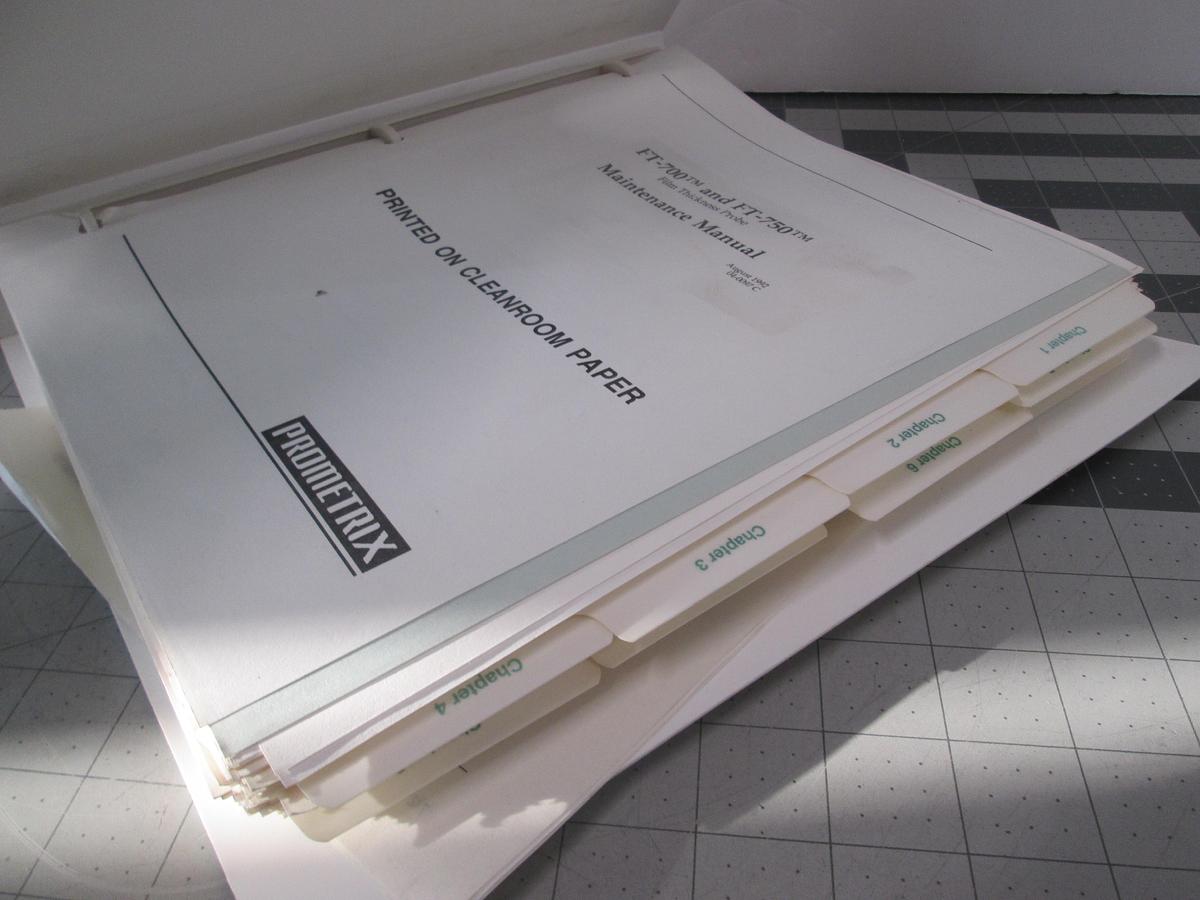 Used Tencore, FT-700 and FT-750, Film Thickness Probe Maintenance Manual, Used