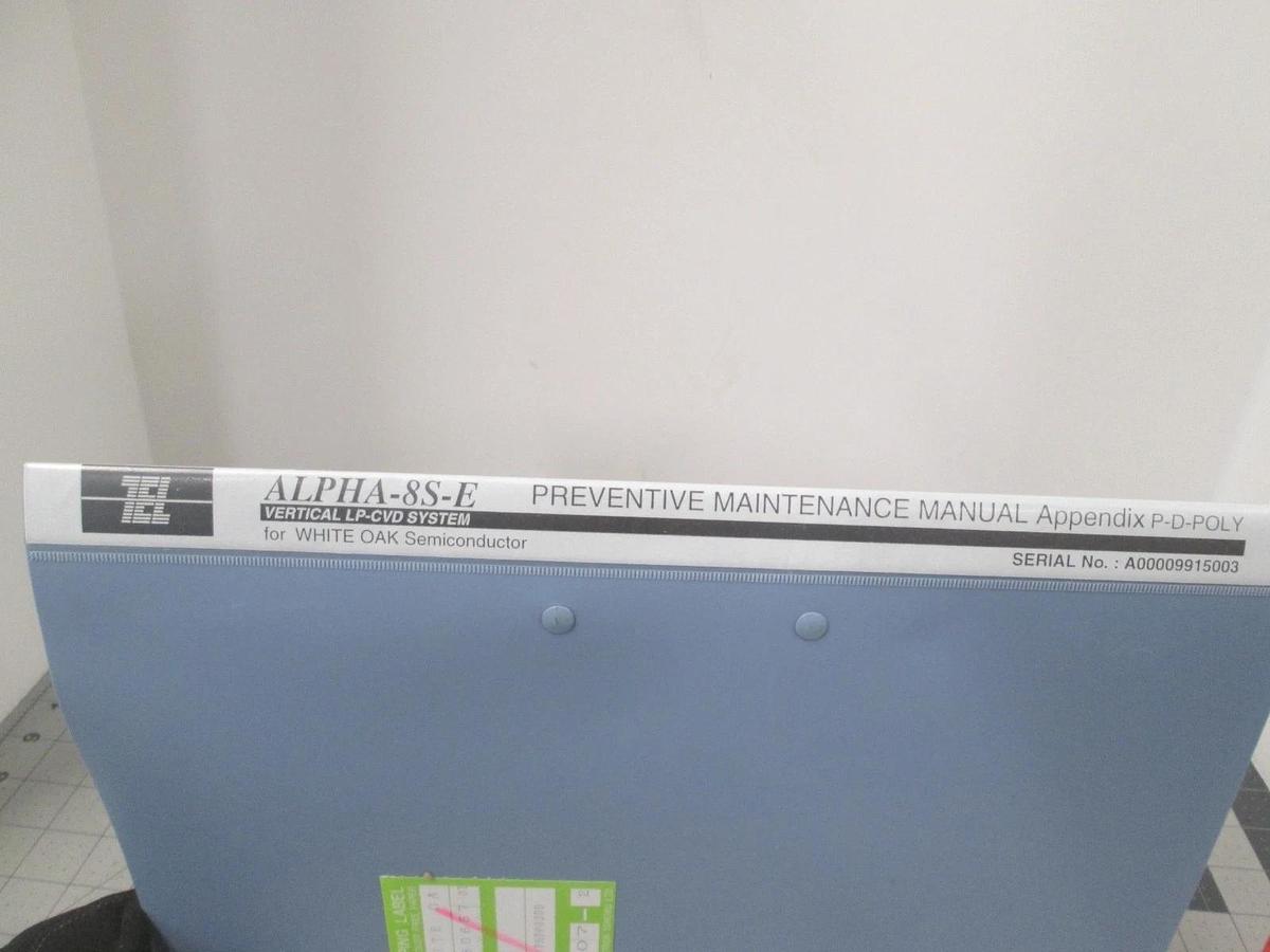 Used TEL Tokyo, ALPHA-8S, Preventive Maintenance Manual Appendix, P-D-Poly, Used