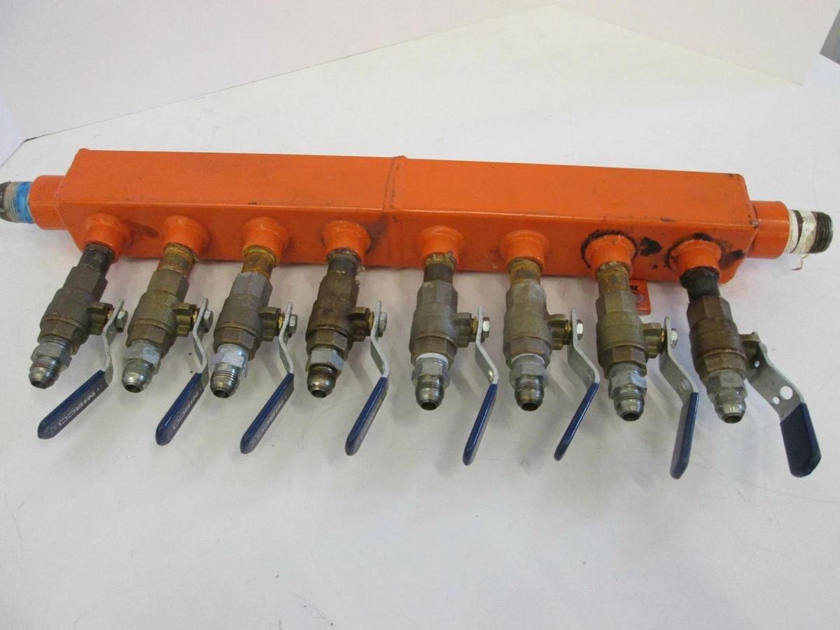 Used Plastic Process Equipment, 23", 8 Port Water Manifold, Max 150 PSI, Used