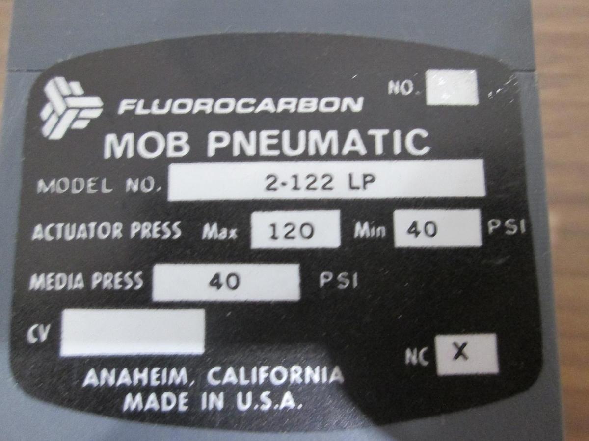 Used Fluorocarbon, 2-122 LP, MOB Pneumatic Valve, 40 PSI, Used