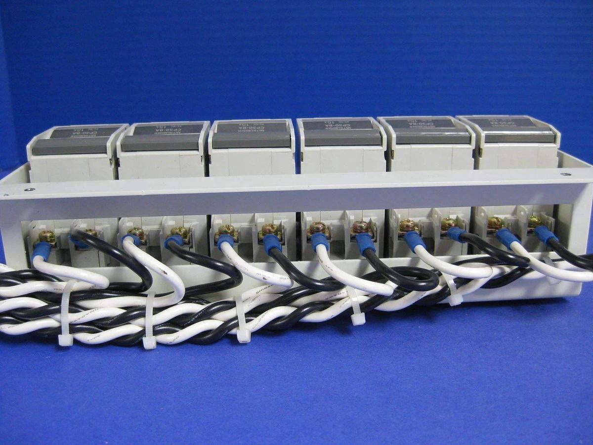 Used Mitsubishi Circuit Protector CP30-BA 15A 220V, 2 Pole, Lot of 6 Bracket Mounted