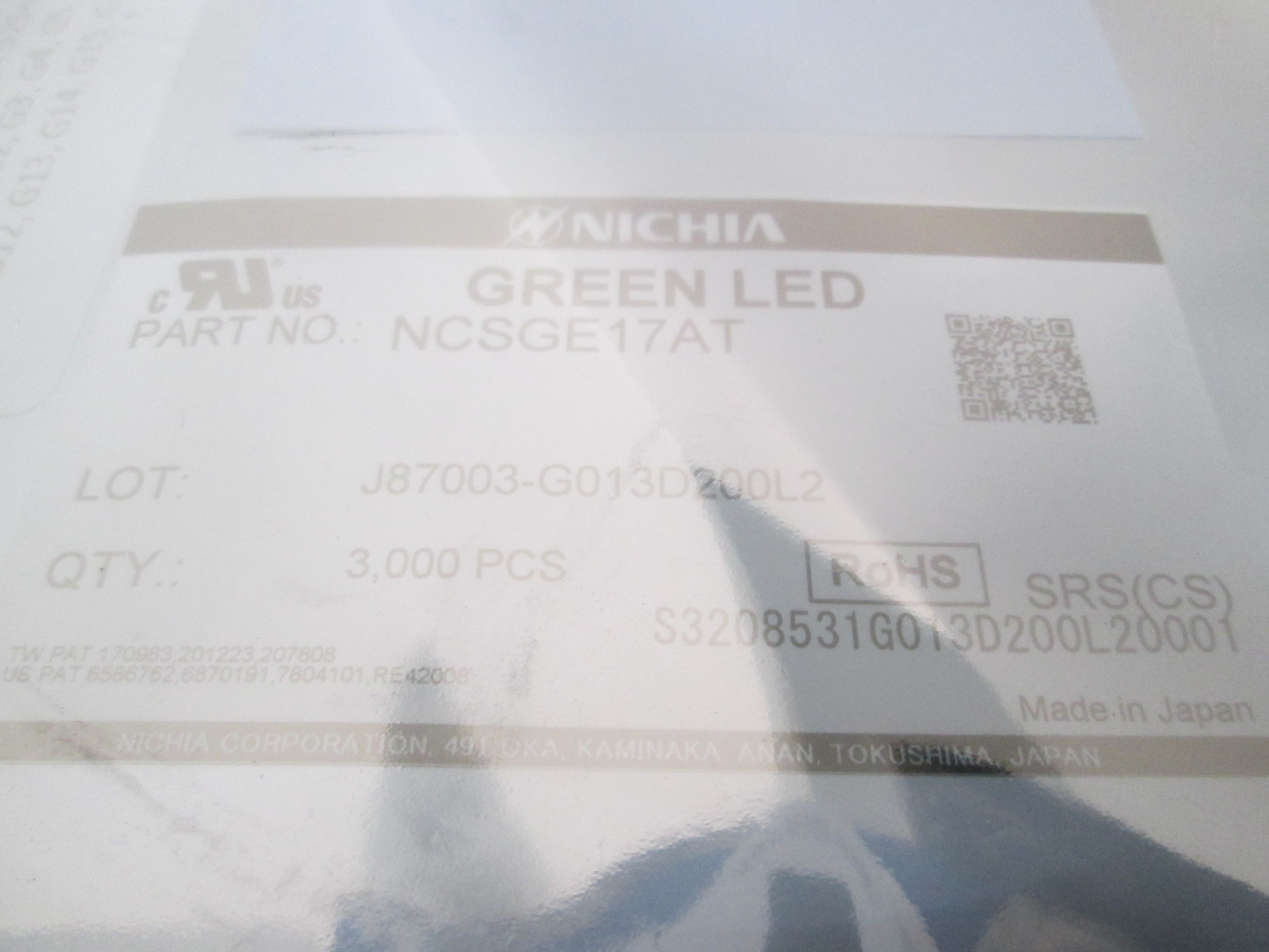 Nichia, NCSGE17AT, Green Horticulture LED SMD 3000PCS Reel New Japan RoHS