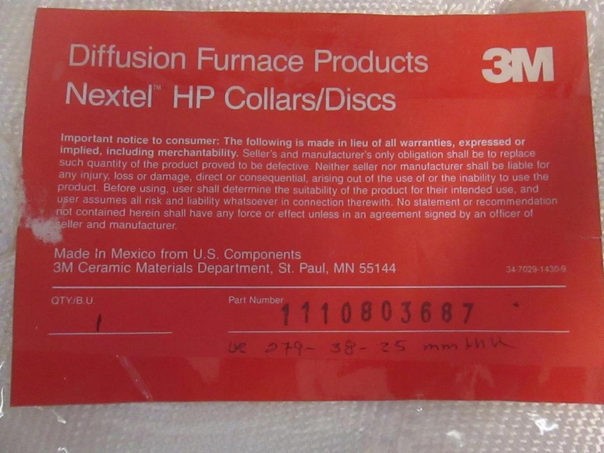 3M Diffusion Furnace Products, Nextel 550 Ceramic Collars/Discs, 111-803687