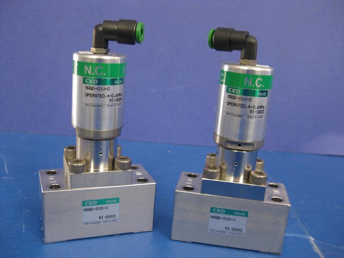 Used CKD MAGD-O1D-1 Air Operated Block Valve, N.C., Lot of 2 Used