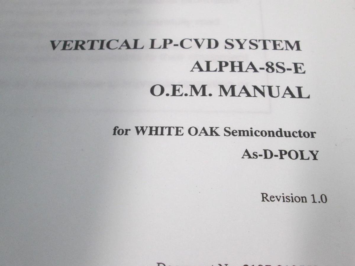Used TEL Tokyo, ALPHA-8S, O.EM. Manual, As-D-Poly, REV 1, Used