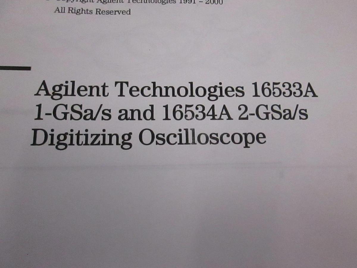 Used Agilent Tech 16533A, 1-GSa/s and 16534A 2-GSa/s Digitizing User's Reference, Use