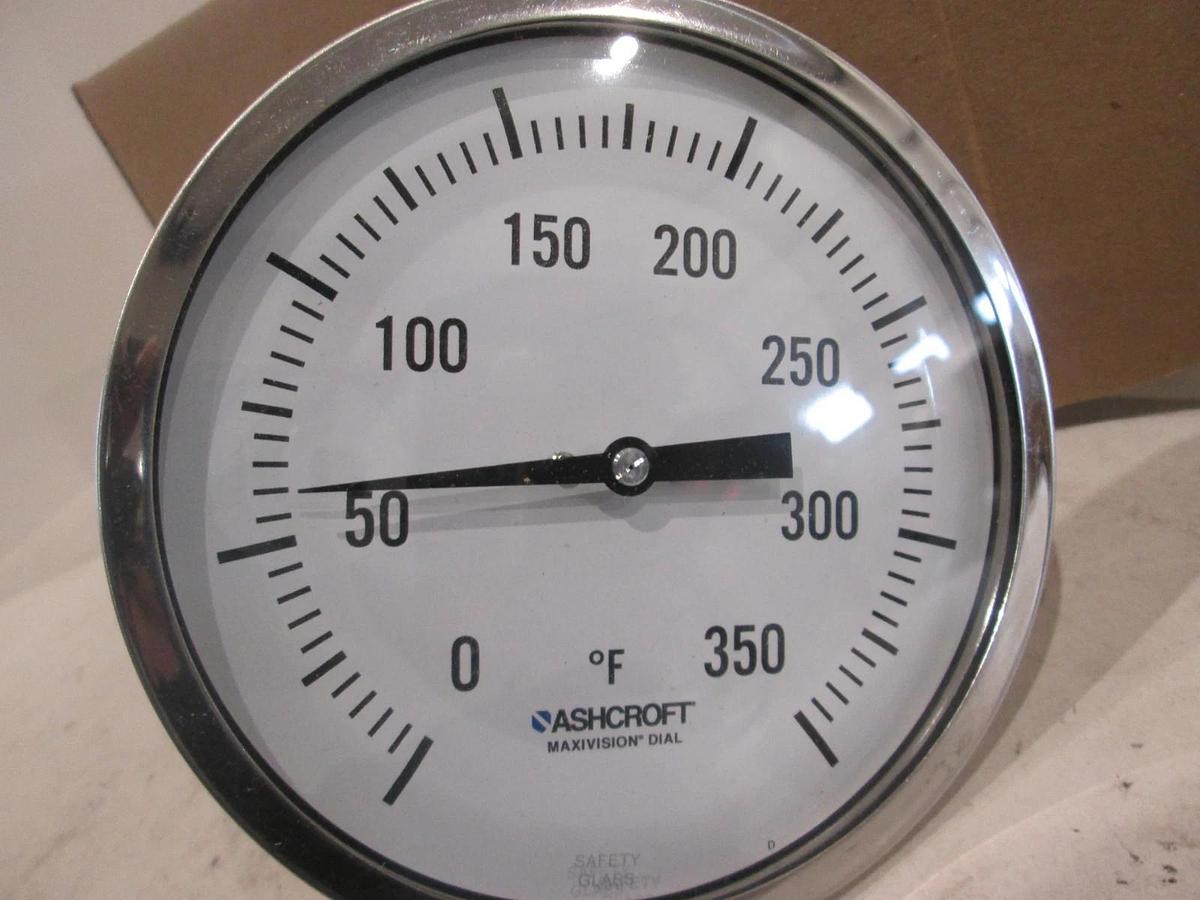 Ashcroft, 50E142E025XNHSG0/350F, 5" Bimetal Thermometer, 1/2" NPT Union, New