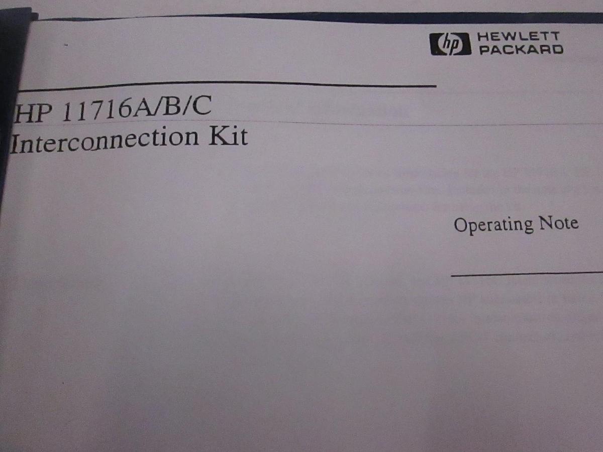 Used HP Model 11716A/B/C Interconnection Kit Operating Note, Used