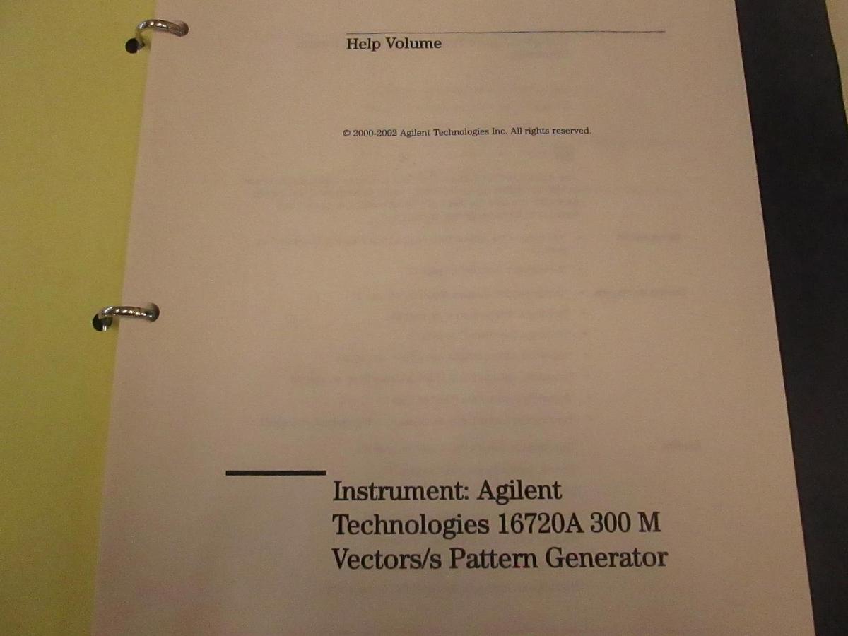 Used Agilent Technologies Model 16720A Pattern Generator Help Volume, Used