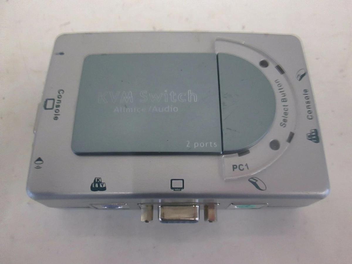 Used 2 Port PS2 Allmice KVM Switch with Audio, CS-A102A, Used