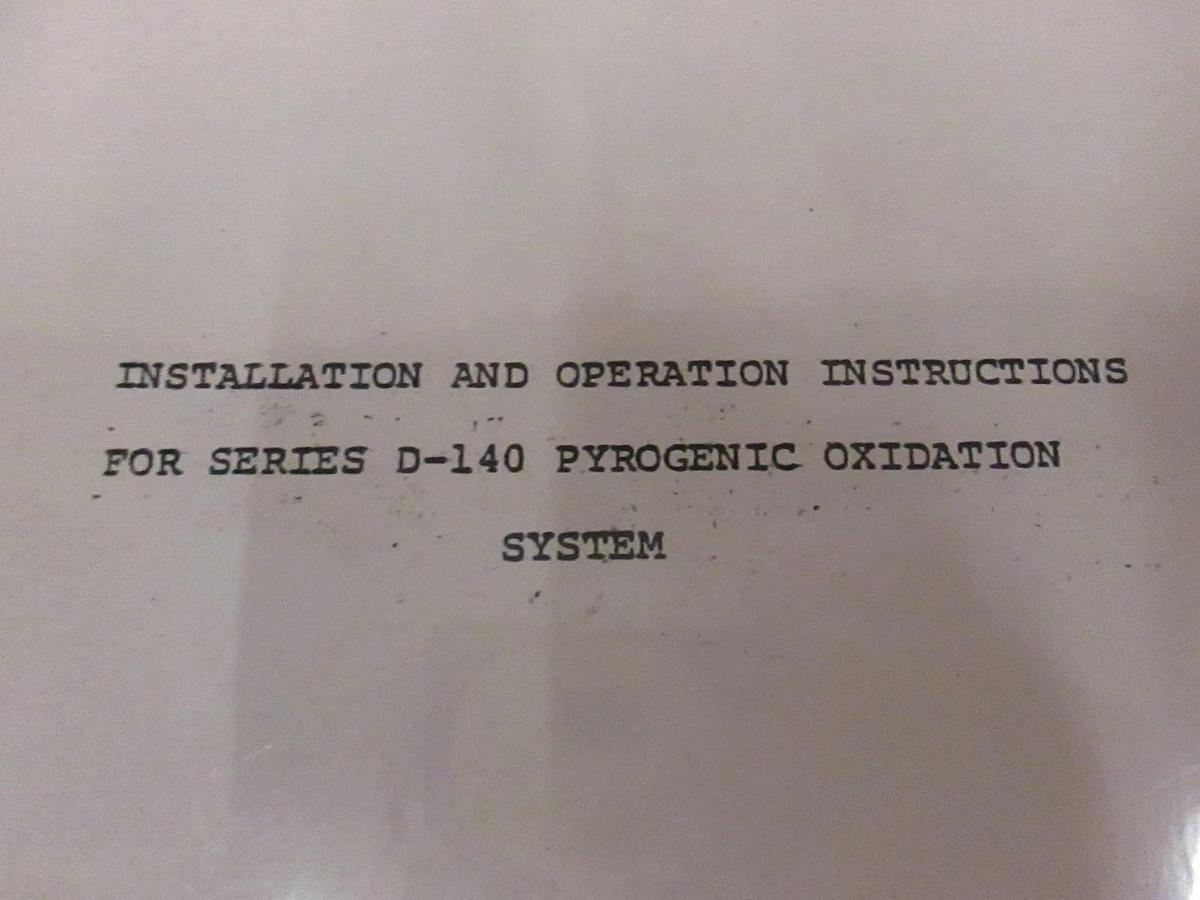 Used CorsoGray D-140 Pyrogenic Oxidation System Instal and Operation Instruction Used