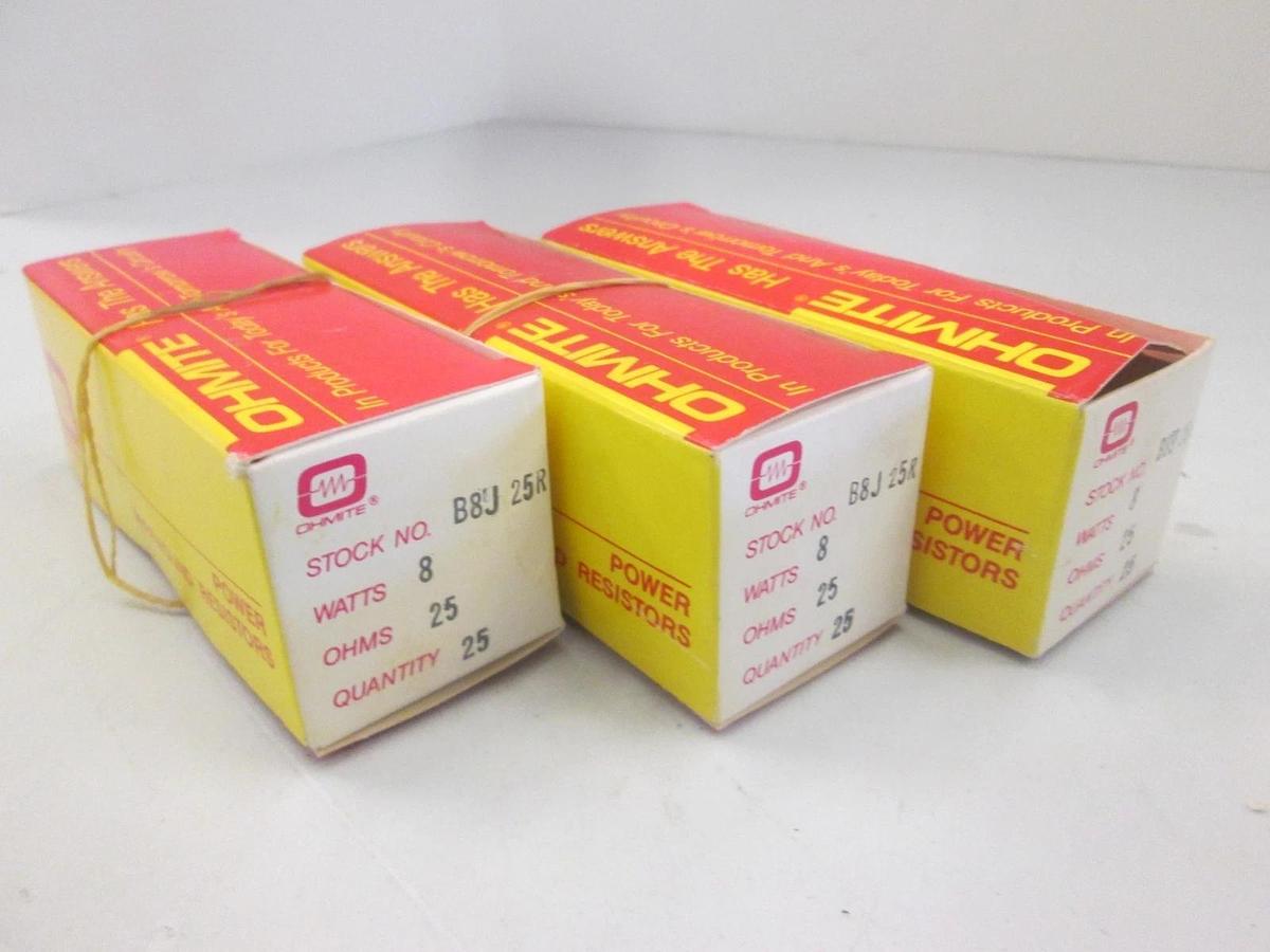 Ohmite, B8J 25R, Power Resistor, 8W, 25 Ohms, New, Lot of 63