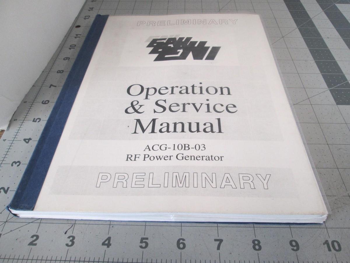 Used RF Power Generator, ACG-10B-03, Operation and Service Preliminary Manual, Used