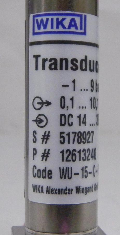 Used Wika Transducer WU-15, P#:12613240, 1/4" MVCR/MVCR, -1...9 Bar, Used