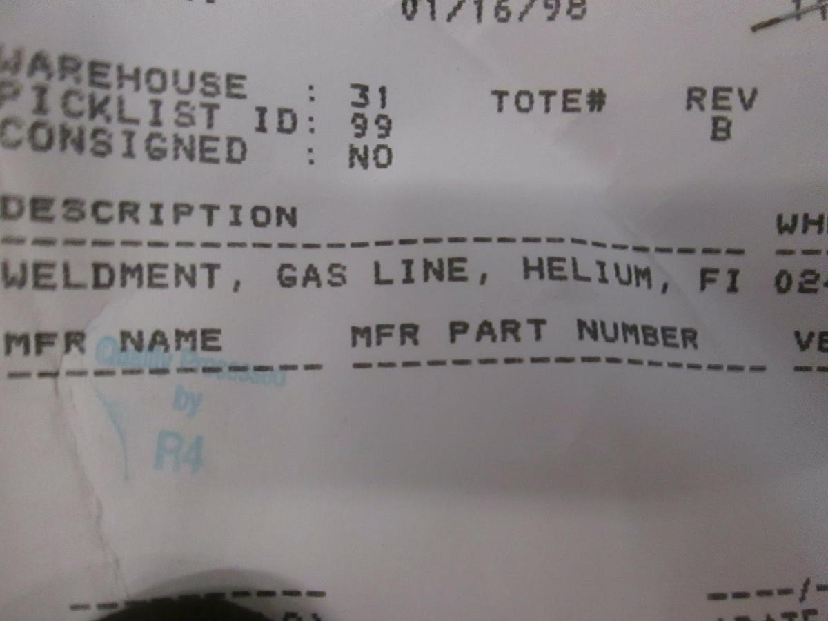 Used AMAT, Gas Line Weldment, Helium, 0050-30513, Used