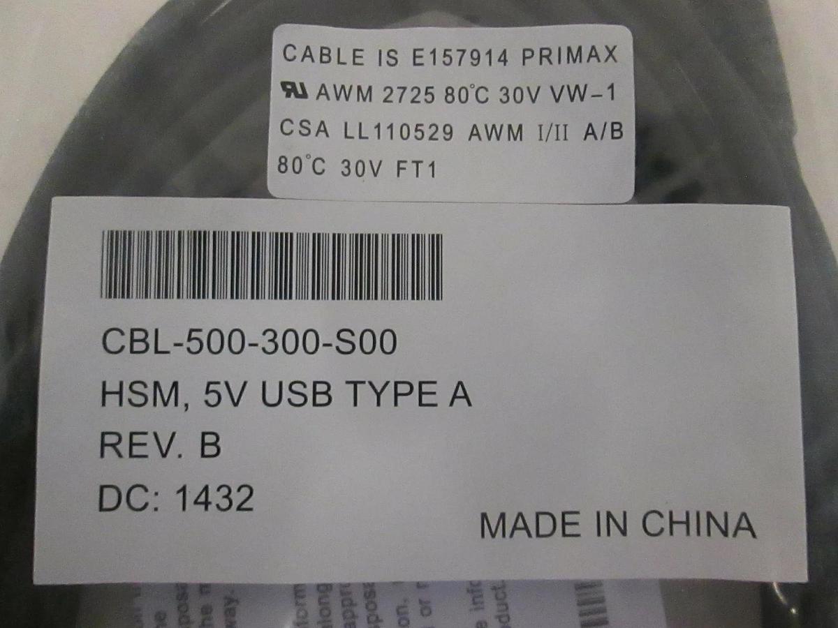 Used Honeywell, CBL-500-300-S00, 5V USB Cable Type A, New