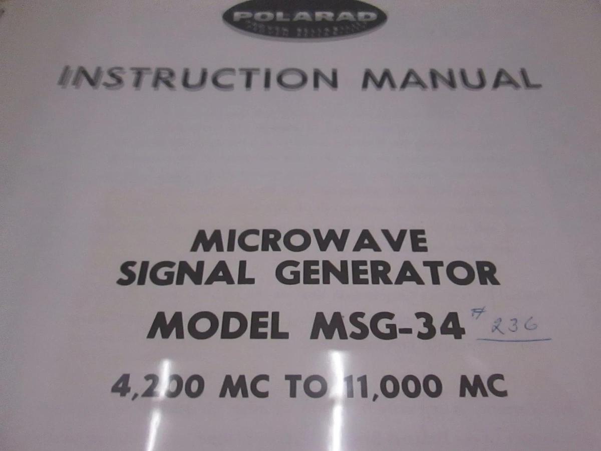 Used Polarad Microwave Signal Generator, MSG-34, Instruction Manual, Used