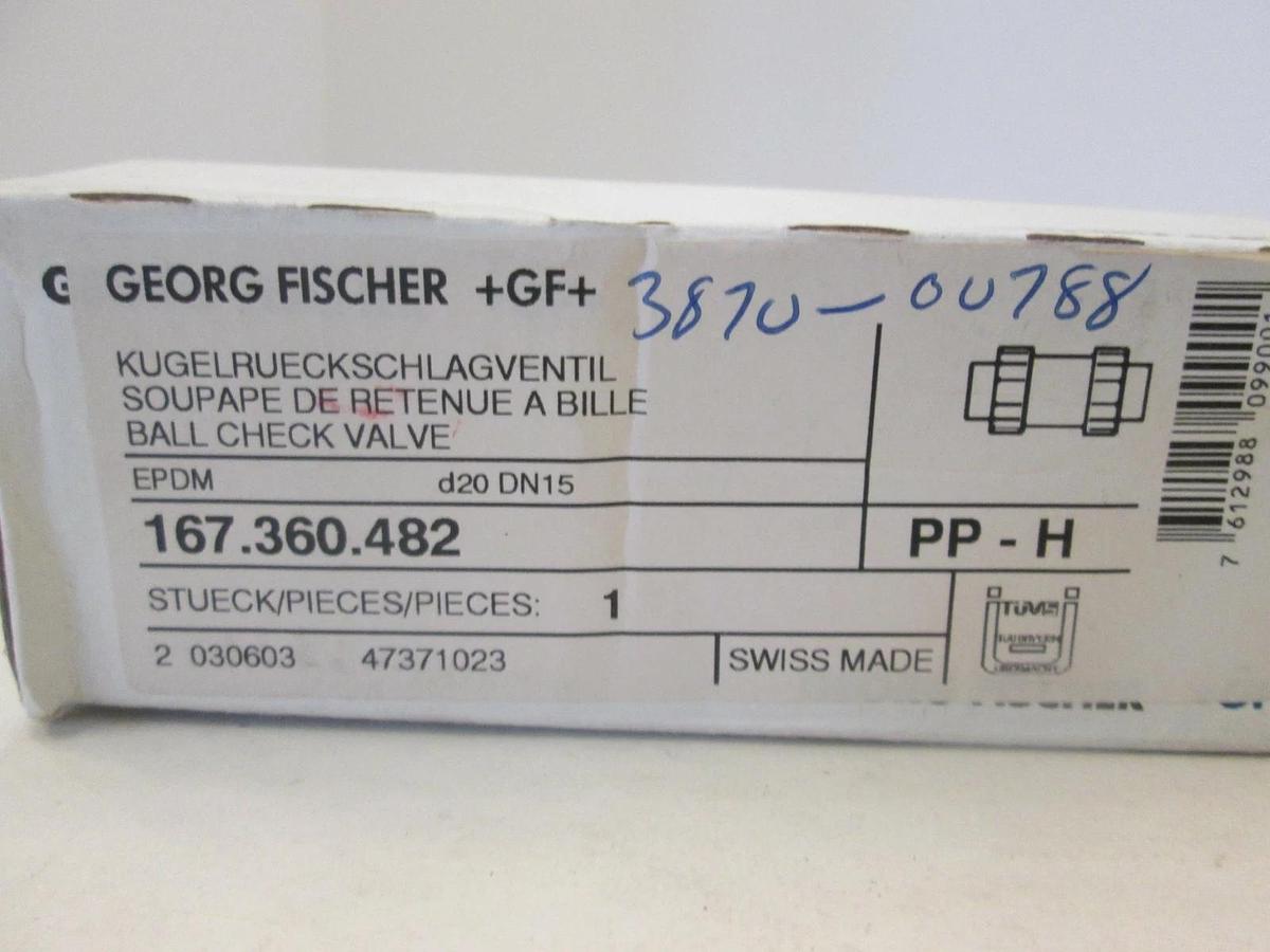 Georg Fischer, Ball Check Valve, PP-H, 167.360.482, New, Lot of 3