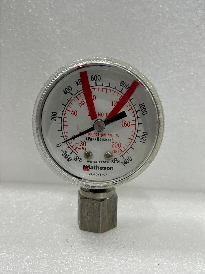 Used Matheson, 27-1078-01 Pressure Gauge, -30-0-200 psi, Used