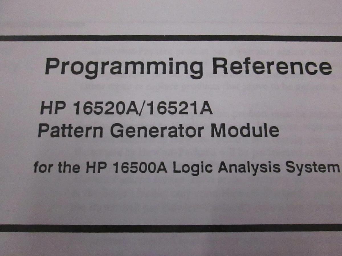 Used HP 16520A/16521A Pattern Generator Module Programming Reference, Used