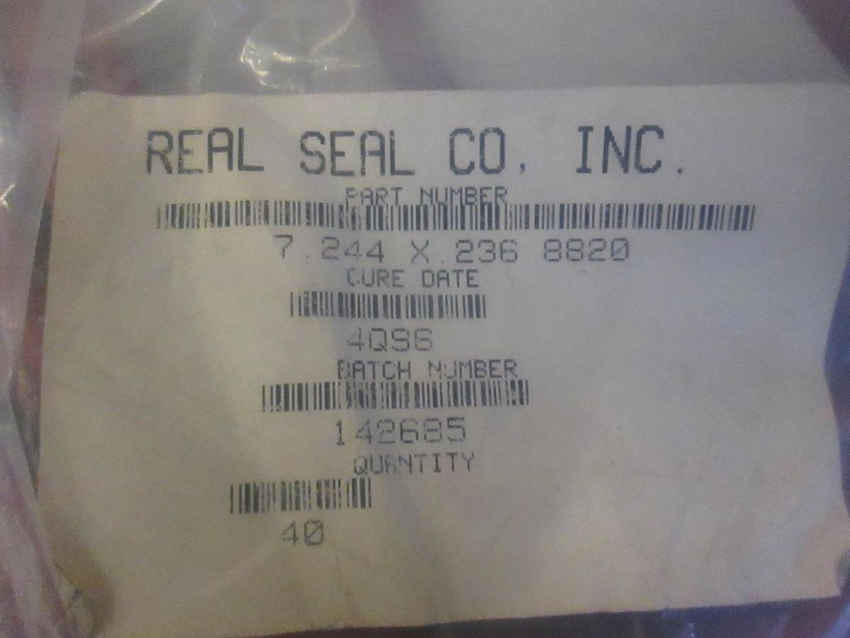 Used Real Seal Co, Red O-Rings, 7.244 X .236 8820, New Lot of 40