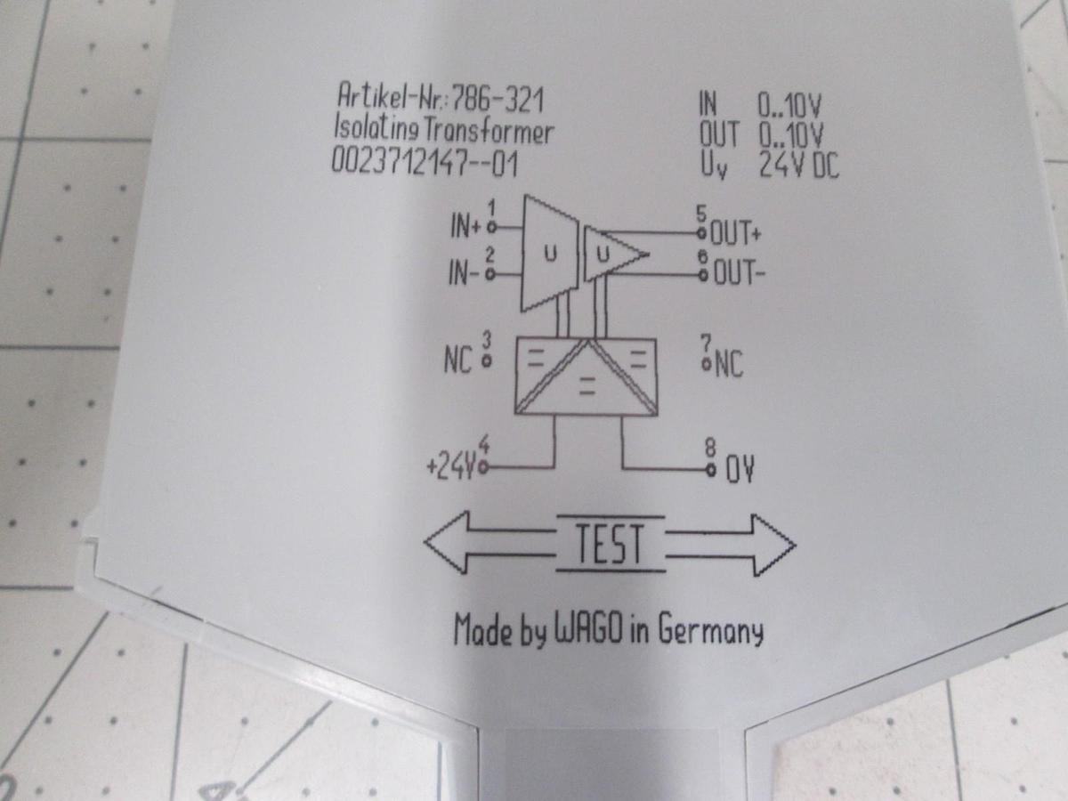 Wago, 786-321, Isolating Transformer, IN 0.10V, Out 0.10V, 24VDC, New