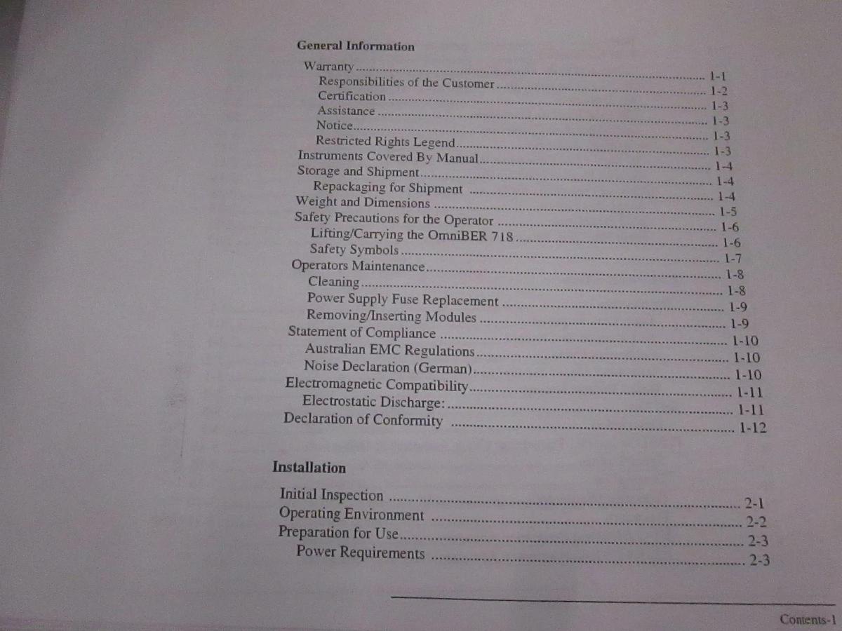 Used Agilent OmniBER 718 Operating Information Manual, Used