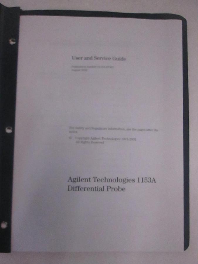 Used Agilent Technologies 1153A Differential Probe User and Service Guide, Used