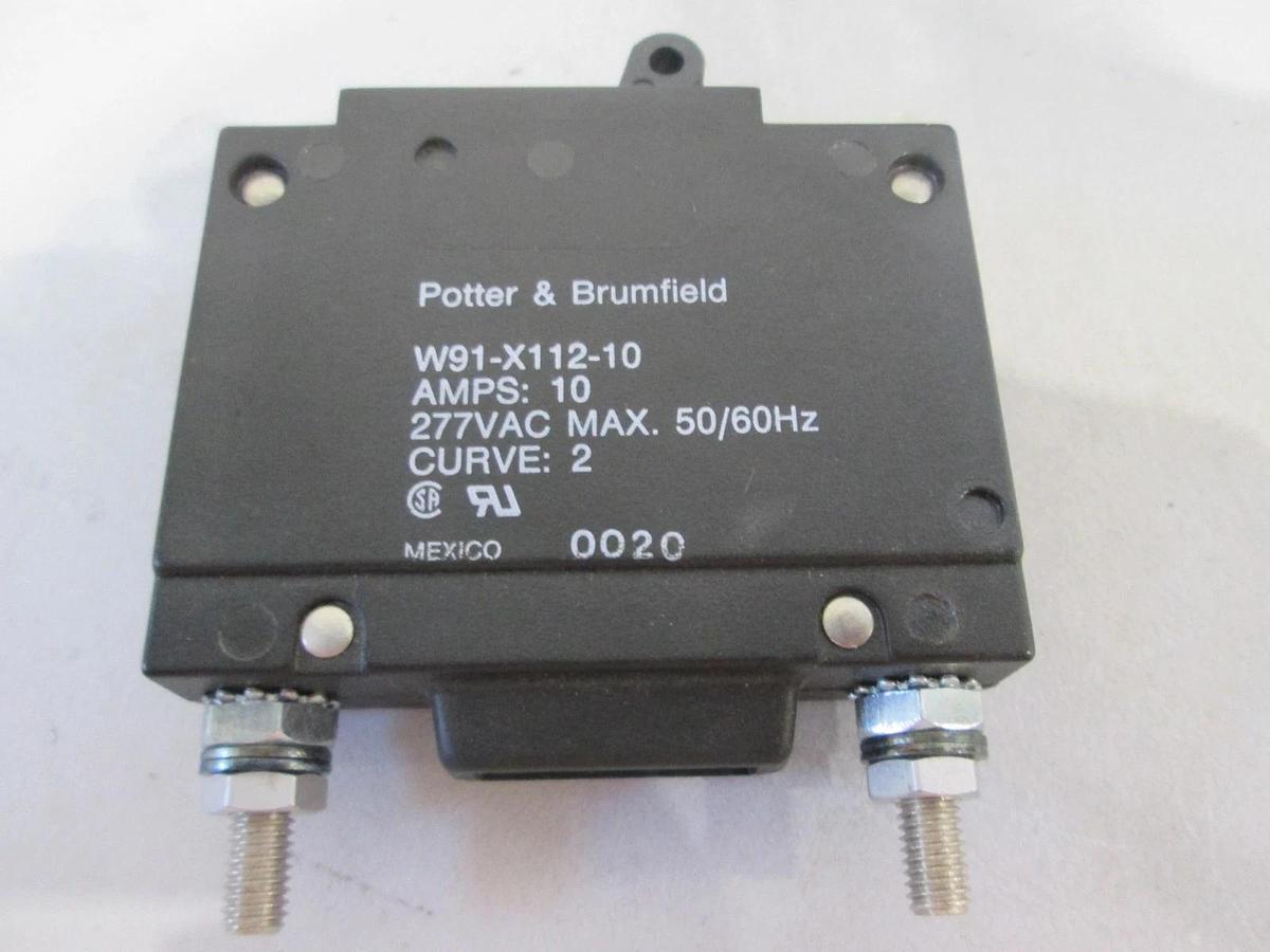 Potter & Brumfield, W91-X112-10, Single Pole Circuit Breaker, New, Lot of 3