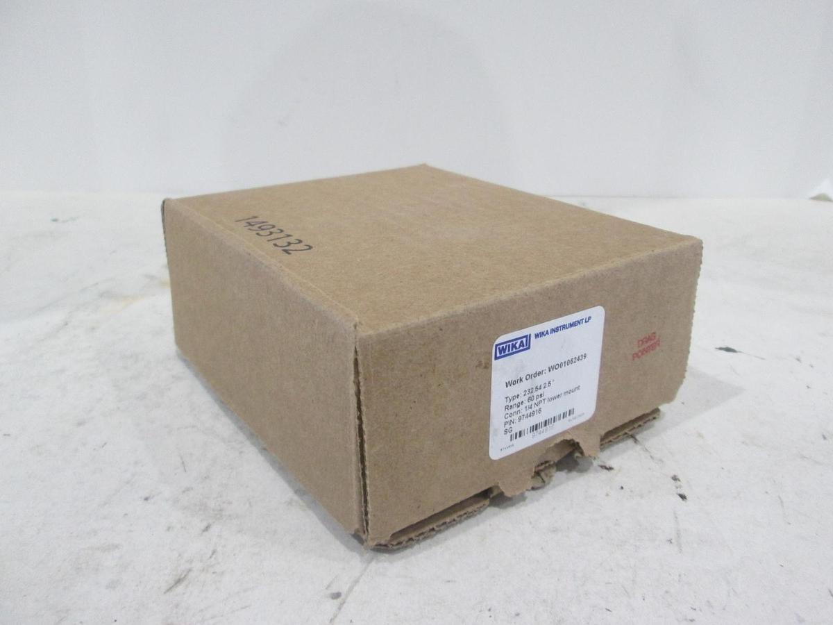 Wika, 232.54 2.5", 60 PSI, 1/4" NPT Lower Mount, New