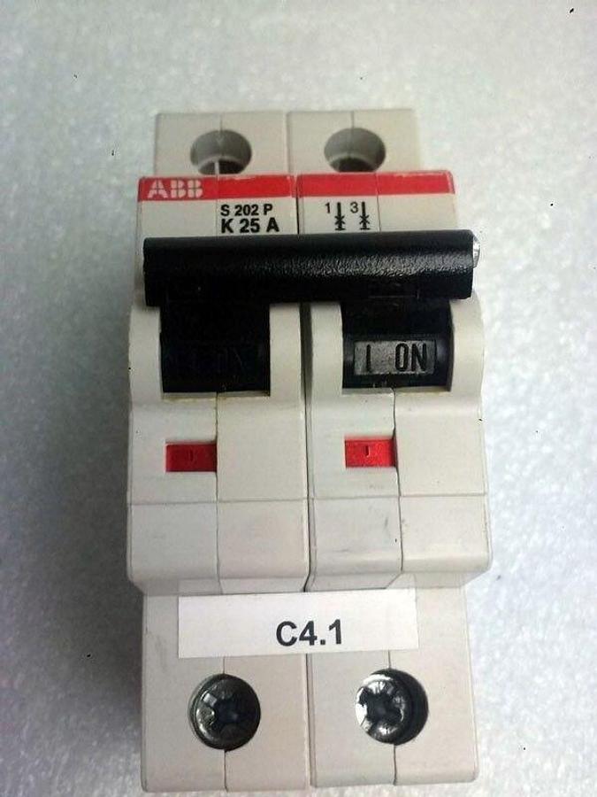 Used ABB S202 P K25A Circuit Breaker, 2Pole, Used