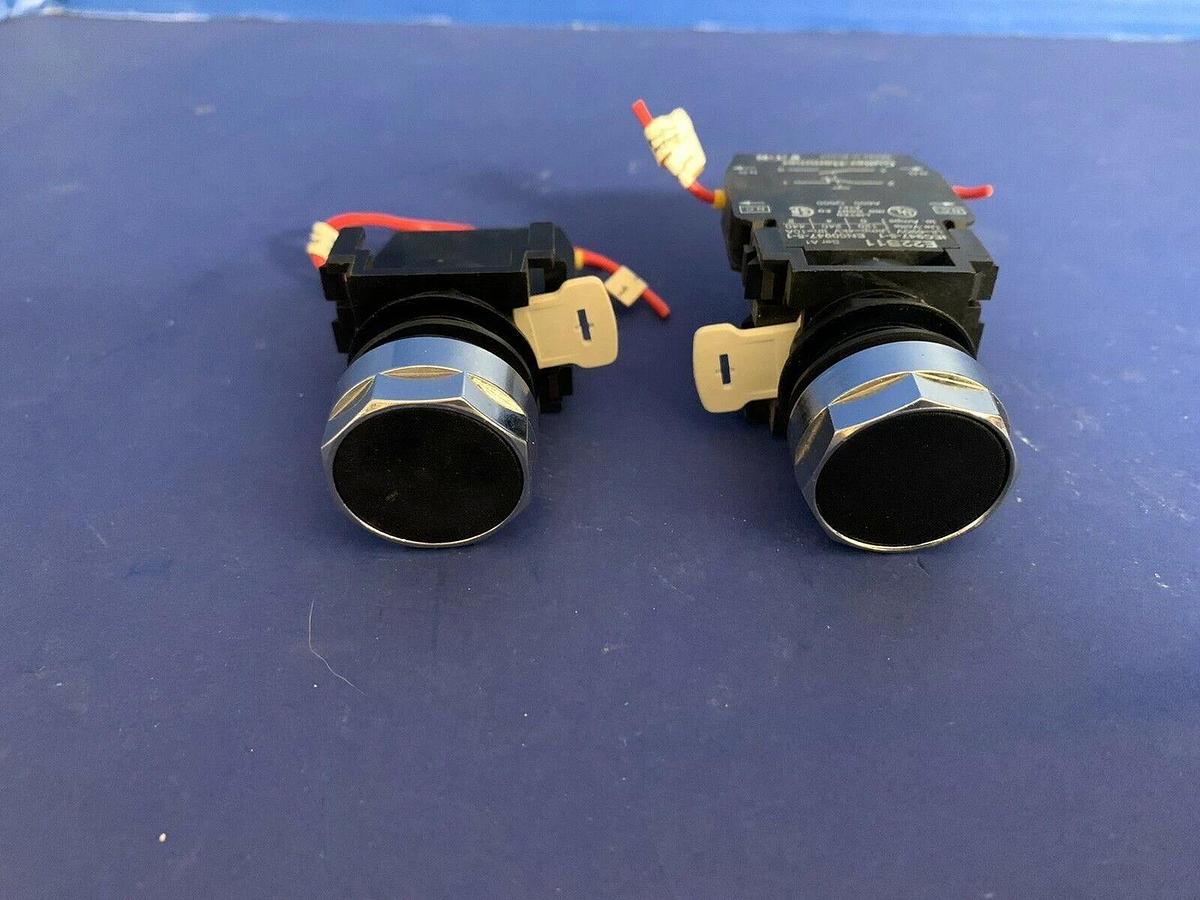 Used Cutler-Hammer E22B11 Contact w/ Black Flush Push Button, Lot of 2 Used