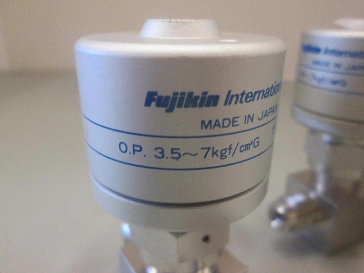 Used Fujikin, 3.5-7kgf, N.O. Pneumatic Valve, 1/4" MVCR, Used, Lot of 3