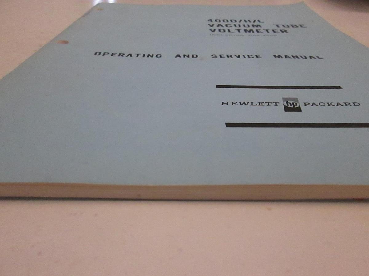 Used HP 400D/H/L Vacuum Tube Voltmeter Operating and Service Manual, Used