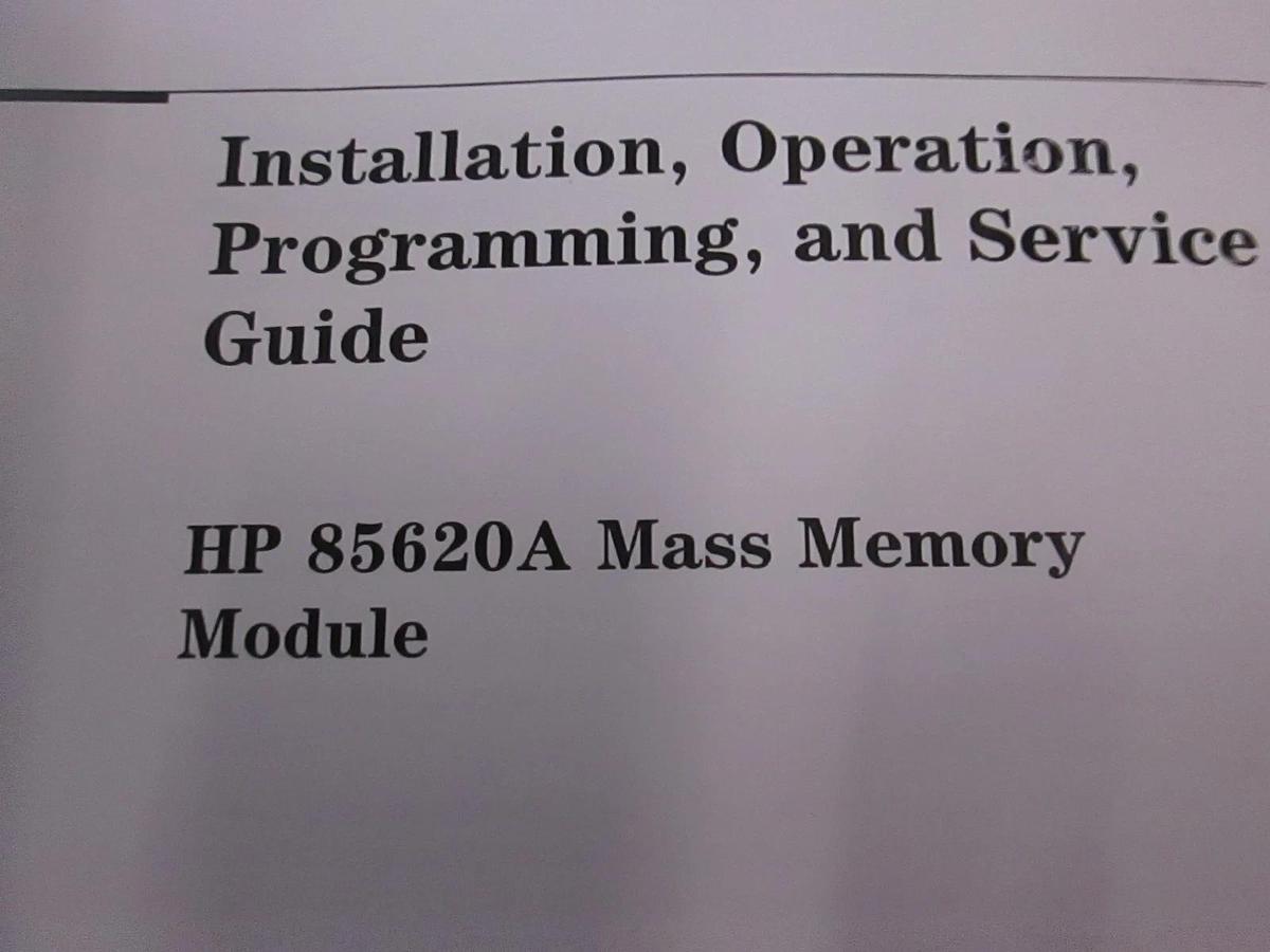Used HP 85620A Mass Memory Module Install, Operate, Program and Service Manual, Used