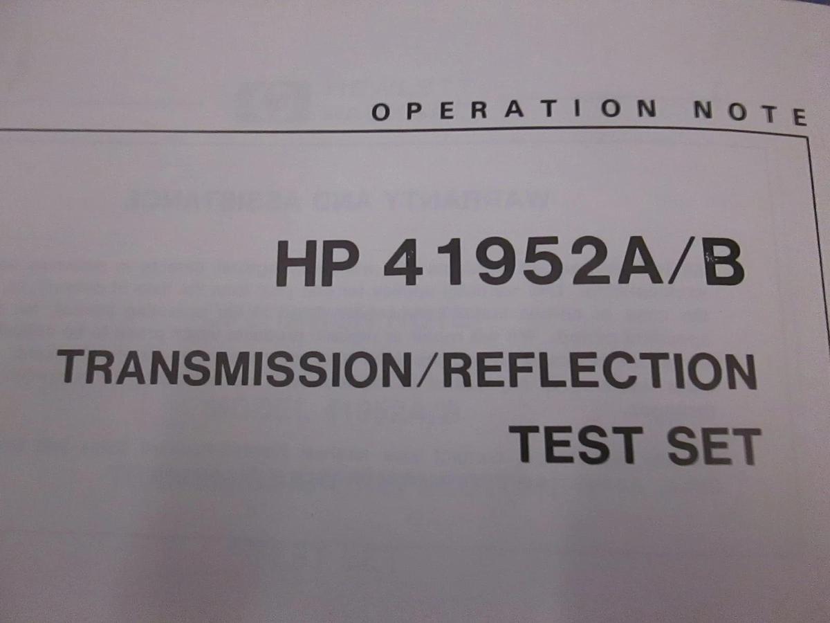 Used HP 41952A/B Transmission/ Reflection Test Set Operating Note, Used
