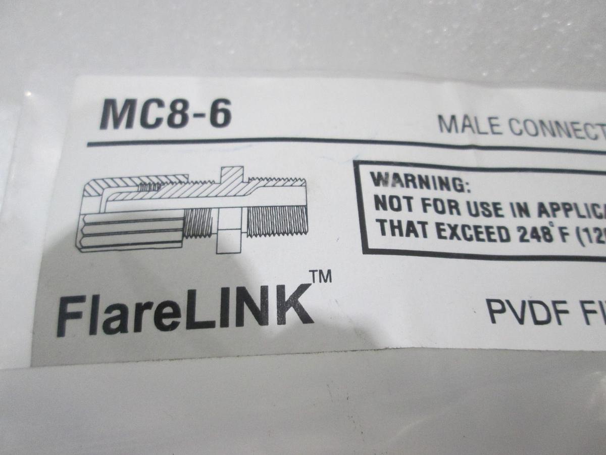 Used FlareLINK, MC8-6, Male Connector, PVDF Fitting, New