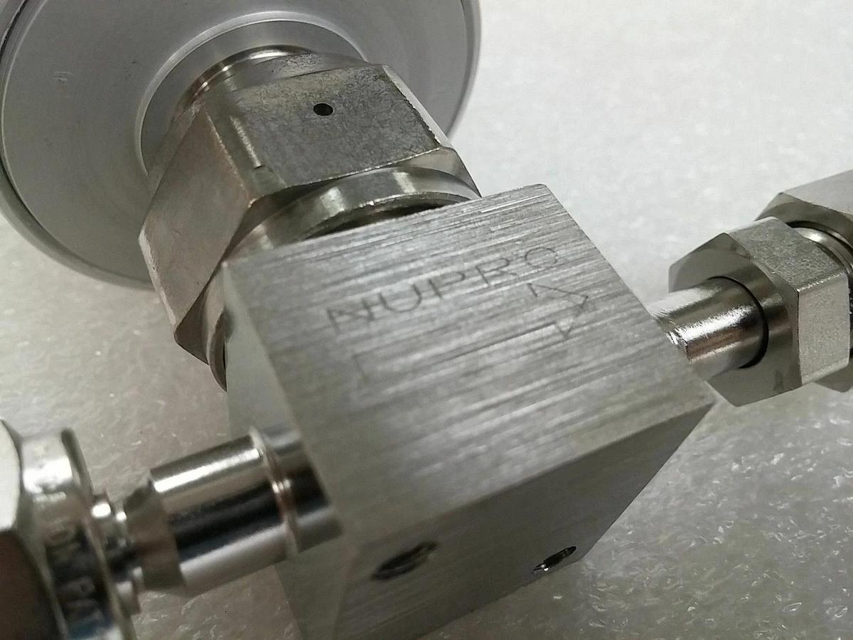 Used Nupro SS-HBTW4-C High Pressure Valve, 1/4" Tube x 3/8" Tube Butt, NC, Used