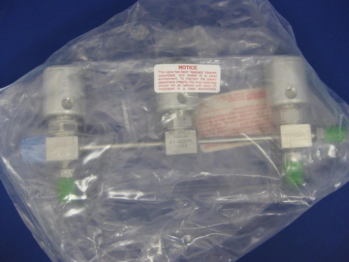 Used NUPRO 6LV-D6257PX-ABA 3-Station Pneumatic Valve Manifold Assy NC/NO/NC, NEW