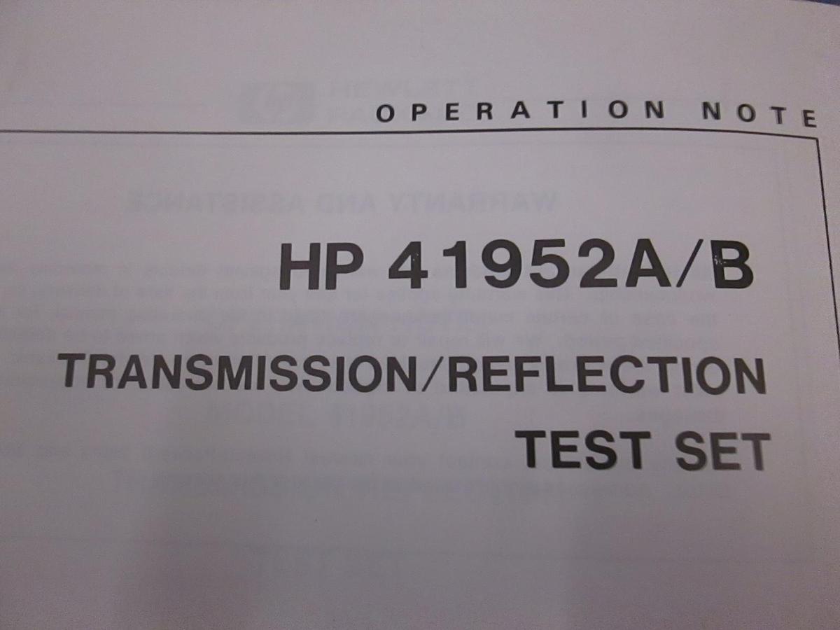 Used HP 41952A/B Transmission/ Reflection Test Set Operating Note, Used