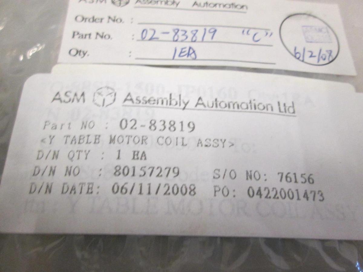 ASM, Y Table Motor Coil Assy, 02-83819, New