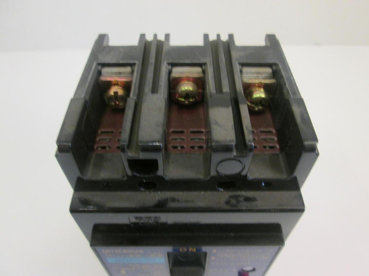 Used Mitsubishi Circuit Breaker MN50-SS 4A, 30mA, 3 Pole, 100-200-415 VAC, Used