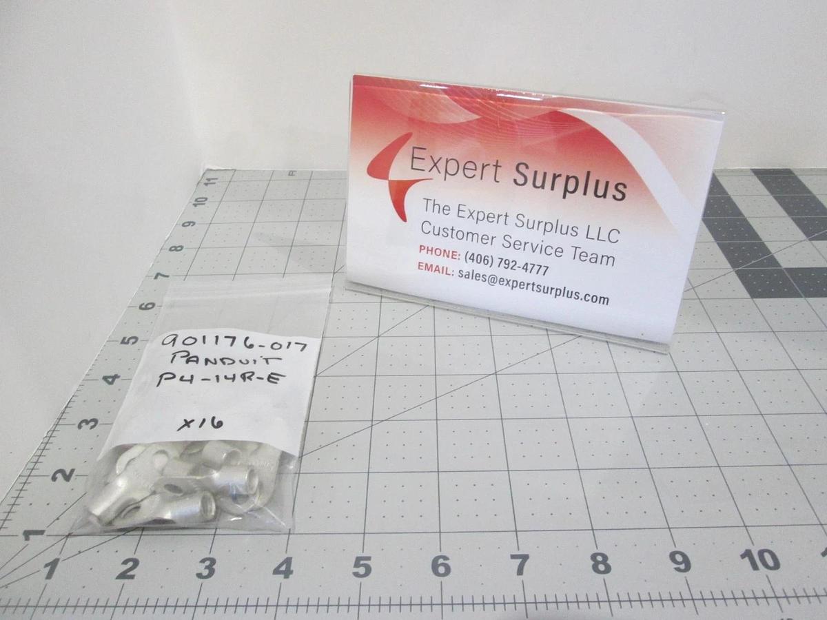 Panduit, P4-14R-E, Non-Insulated Ring Terminal 4 AWG 1/4" Stud, New, Lot of 16